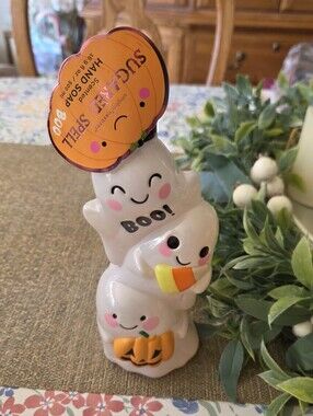 Stacked Ghost Hand Soap Bottle - White Halloween Decor